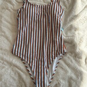 Cupshe Striped One Piece Swimsuit - Blue, Orange, White